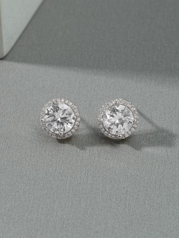 Micro Set Zircon Round Stud Earrings For Men