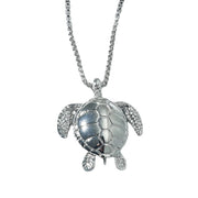 Silver Sea Turtle Men Necklace