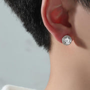 Micro Set Zircon Round Stud Earrings For Men