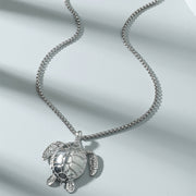 Silver Sea Turtle Men Necklace