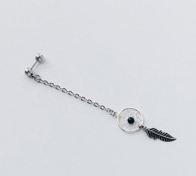 Dream Catcher Feather Net Stud Earrings For Men