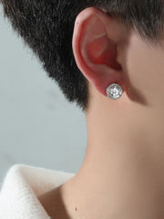 Micro Set Zircon Round Stud Earrings For Men