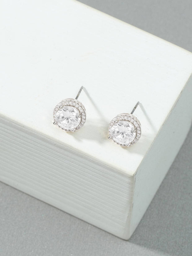 Micro Set Zircon Round Stud Earrings For Men