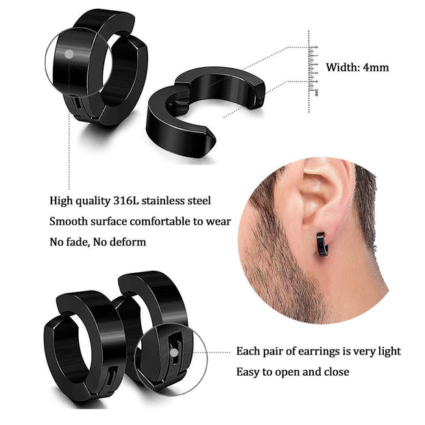 Non-Pierced Cross Zircon Magnet Titanium Steel Stud Earring For Men